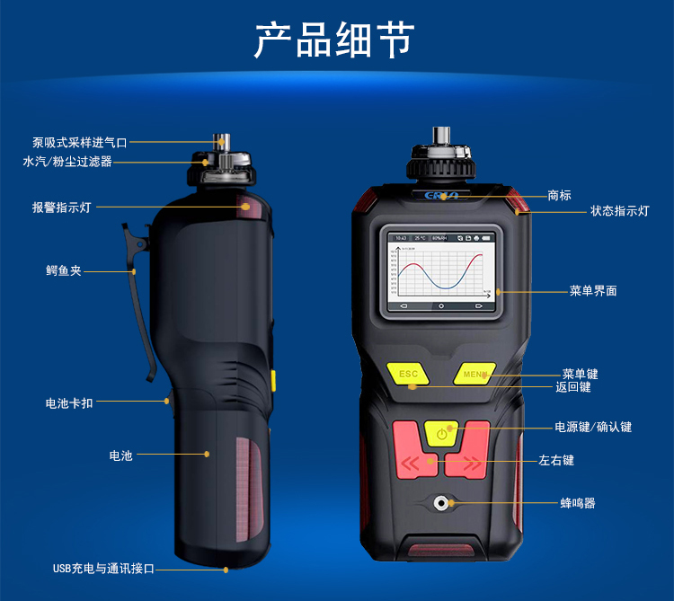 便攜泵吸式對(duì)硝基苯胺氣體檢測(cè)報(bào)警儀